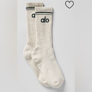 ALO Yoga NWT Unisex Throwback Socks Oatmeal Heather Charcoal green Size M